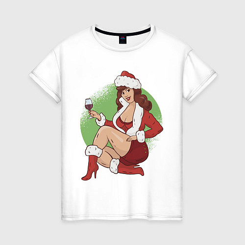 Женская футболка Pin Up Girl Christmas / Белый – фото 1