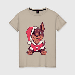 Женская футболка Рождественский пёсик