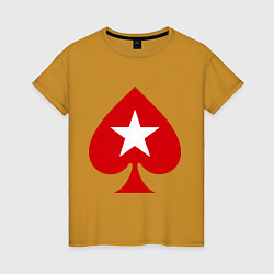 Футболка хлопковая женская Покер Пики Poker Stars, цвет: горчичный