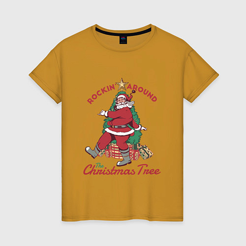 Женская футболка Rockin Santa / Горчичный – фото 1