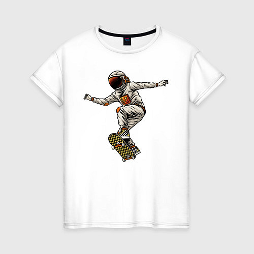 Женская футболка Астронавт на скейте / Белый – фото 1