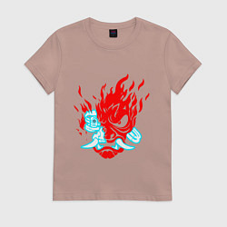 Женская футболка Cyberpunk neon samurai