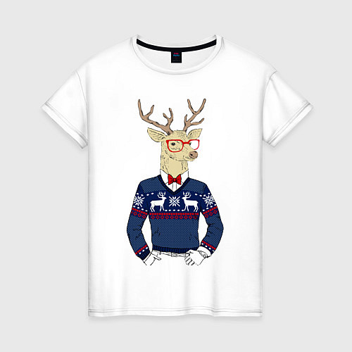 Женская футболка Hipster Deer / Белый – фото 1