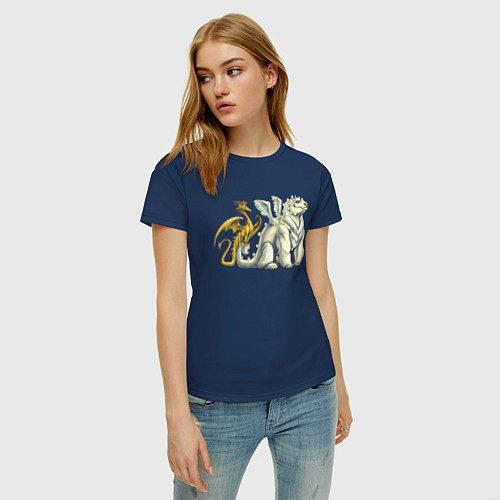 Женская футболка Два дракона / Тёмно-синий – фото 3