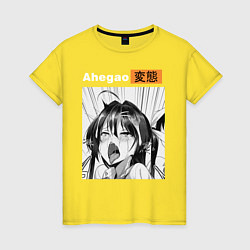 Футболка хлопковая женская Ahegao, цвет: желтый