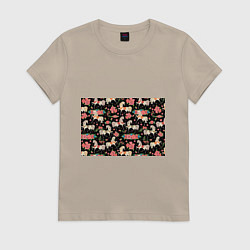 Женская футболка Лошади и цветы