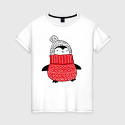 Женская футболка Милый пингвин в свитере