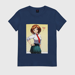 Футболка хлопковая женская Ochako Uraraka, цвет: тёмно-синий