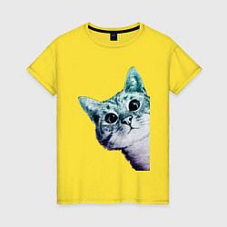 Женская футболка Любопытный кот