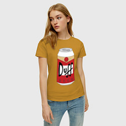 Футболка хлопковая женская Duff Beer, цвет: горчичный — фото 2