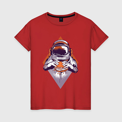 Женская футболка Астронавт с Бургером / Красный – фото 1
