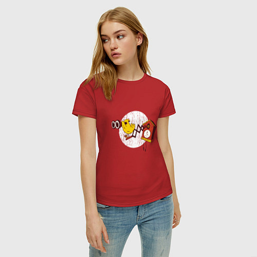 Женская футболка Кукушка с биноклем / Красный – фото 3