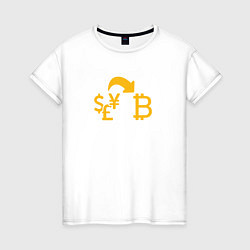Футболка хлопковая женская Bitcoin, цвет: белый