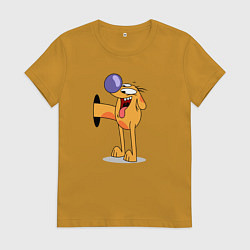 Футболка хлопковая женская Котопес, цвет: горчичный