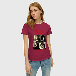 Футболка хлопковая женская The Beatles LET IT BE, цвет: маджента — фото 2