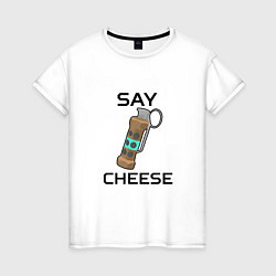 Футболка хлопковая женская Say Cheese, цвет: белый