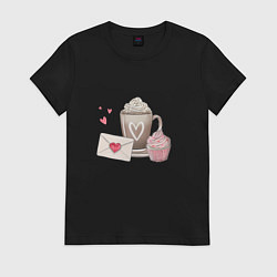 Футболка хлопковая женская И что бы это значило?, цвет: черный