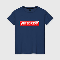 Футболка хлопковая женская ВикторияViktoriya, цвет: тёмно-синий