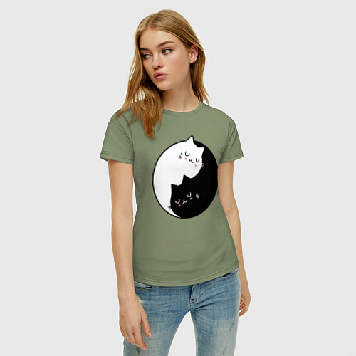 Женская футболка Yin and Yang cats / Авокадо – фото 3