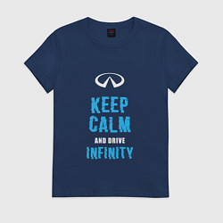 Футболка хлопковая женская Keep Calm Infinity, цвет: тёмно-синий