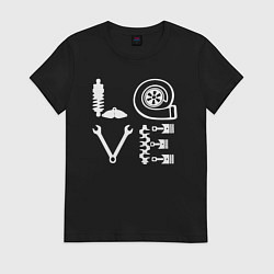 Футболка хлопковая женская Автомеханику, цвет: черный