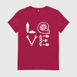 Футболка хлопковая женская Автомеханику, цвет: маджента