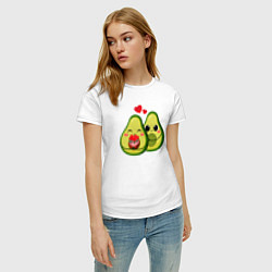 Футболка хлопковая женская Семья авокадо, цвет: белый — фото 2