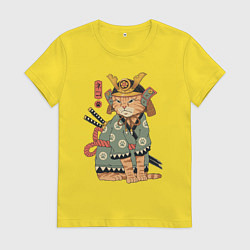 Женская футболка Кот Самурай