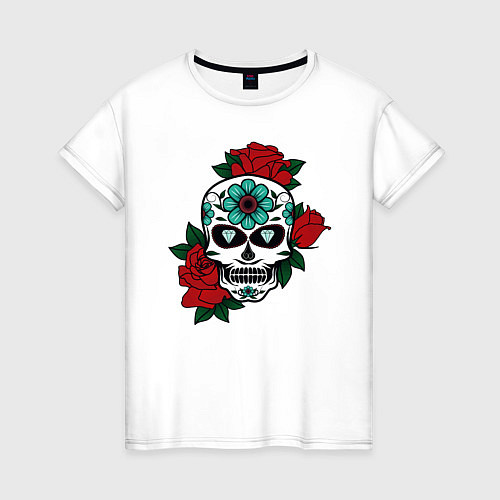 Женская футболка Череп и розы / Белый – фото 1