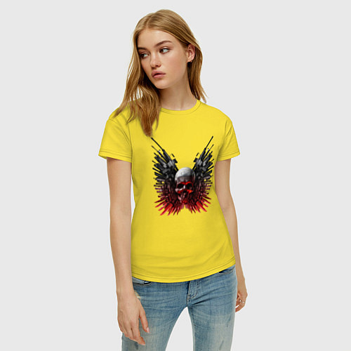 Женская футболка Череп и Оружие / Желтый – фото 3