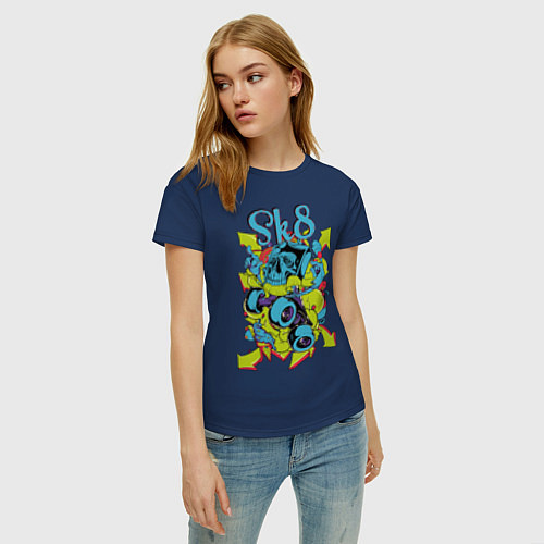 Женская футболка Граффити Череп / Тёмно-синий – фото 3