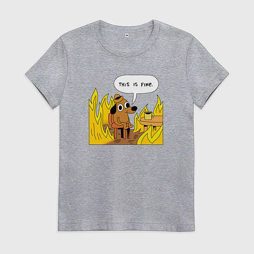 Женская футболка This is Fine / Меланж – фото 1