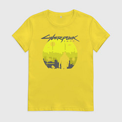 Футболка хлопковая женская Cyberpunk 2077 CITY, цвет: желтый