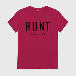 Футболка хлопковая женская HUNT: showdown черный, цвет: маджента