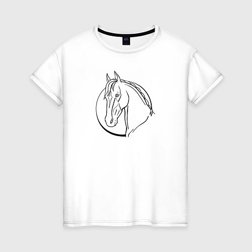 Женская футболка Лошадь - линейный рисунок / Белый – фото 1