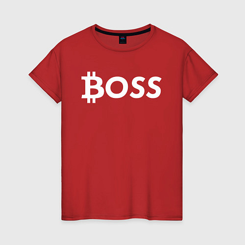 Женская футболка БИТКОИН ДЕД BITCOIN BOSS / Красный – фото 1