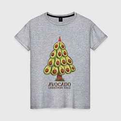 Футболка хлопковая женская Avocado Christmas Tree, цвет: меланж