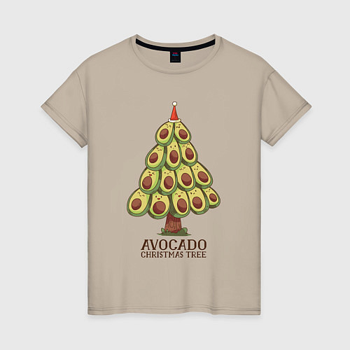 Женская футболка Avocado Christmas Tree / Миндальный – фото 1