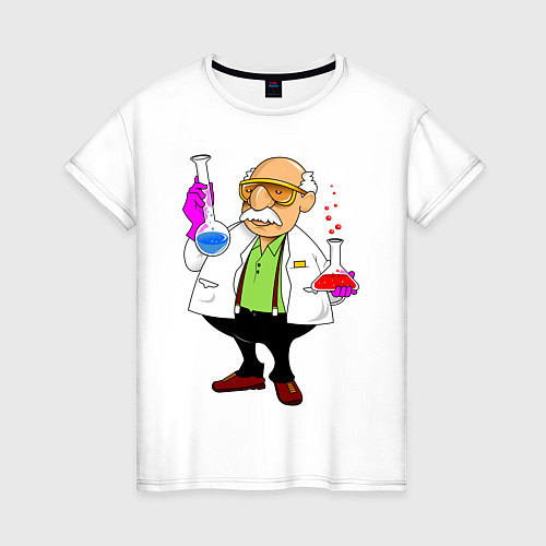 Женская футболка Ученый химик колбы / Белый – фото 1