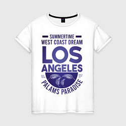 Футболка хлопковая женская Западное побережье Лос-Анджеле, цвет: белый
