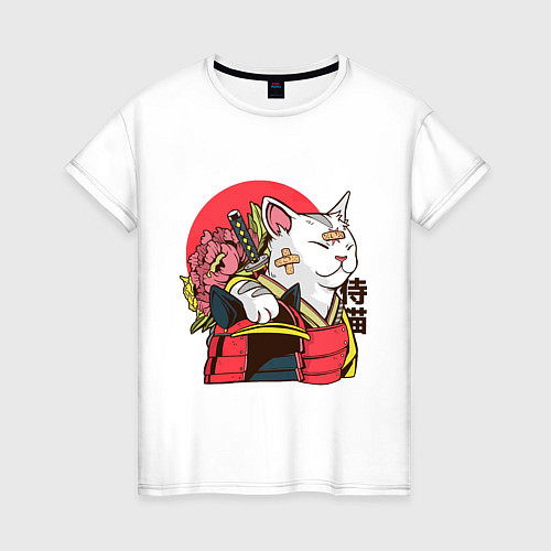 Женская футболка Кот-самурай / Белый – фото 1