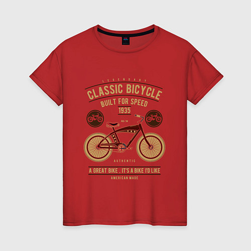 Женская футболка Классический велосипед / Красный – фото 1
