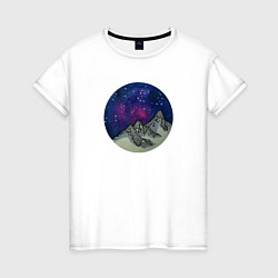 Футболка хлопковая женская Космические горы, цвет: белый