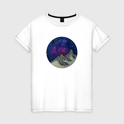 Женская футболка Космические горы / Белый – фото 1