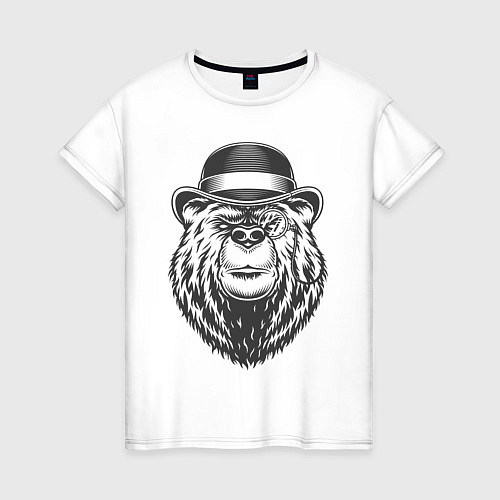 Женская футболка Русский медведь в шляпе / Белый – фото 1
