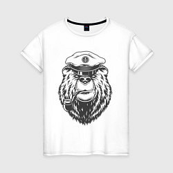 Женская футболка Русский медведь - моряк