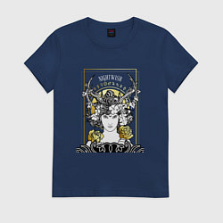 Футболка хлопковая женская Nightwish Ведьма с розами, цвет: тёмно-синий