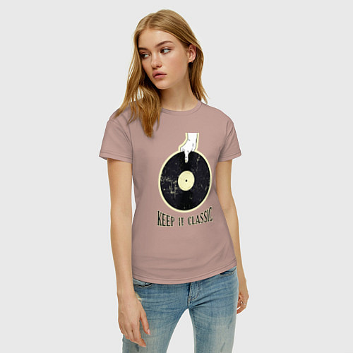 Женская футболка Винил Keep It Classic / Пыльно-розовый – фото 3