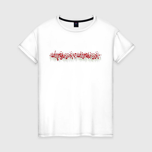 Женская футболка Красные цветы / Белый – фото 1