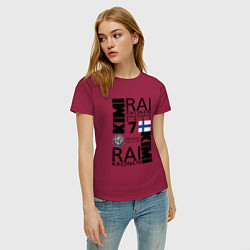 Футболка хлопковая женская Kimi Raikkonen, цвет: маджента — фото 2